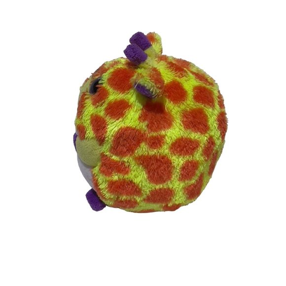 TY 2014 Beanie Ballz 5” TOBY Plush Big Sparkle Purple Eyes Giraffe Ball Toy - Picture 7 of 11
